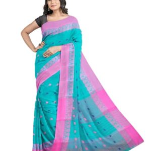 Pata Buti Pure Cotton Handloom Tant Saree For Women
