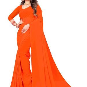 KASHVI Plain Single Color Traditional Georgette Saree-AT_1466_1
