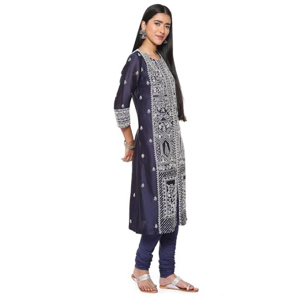 BIBA Women Cotton Blend Straight Kurta Churidar Suit Set - Image 2