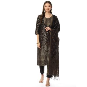 BIBA Women Art Silk Straight Kurta Slim Pants Suit Set