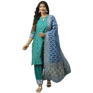 BIBA Women Art Silk Straight Kurta Salwar Suit Set