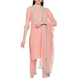 BIBA Women Art Silk A-Line Kurta Regular Pant Suit Set